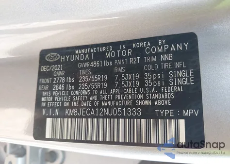 2022 Hyundai Tucson Hybrid Limited from USA, damaged, VIN KM8JECA12NU051333